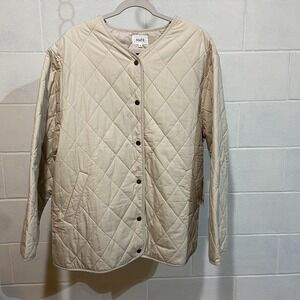 Mate The Label Women's Organic Cotton Quilted LS Jacket XLARGE Natural Vegan NWT